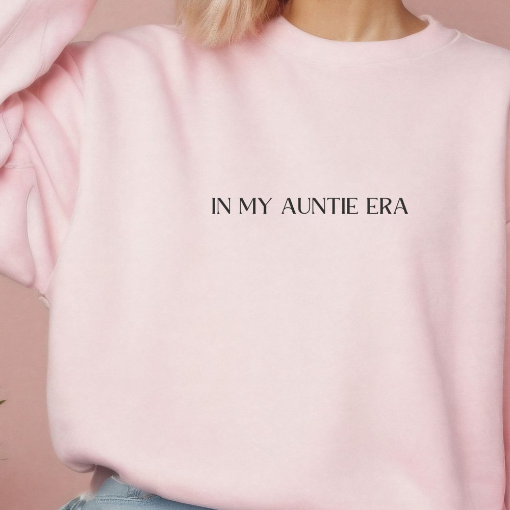 In My Auntie Era Pink Long Sleeve Crewneck Unisex Sweatshirt